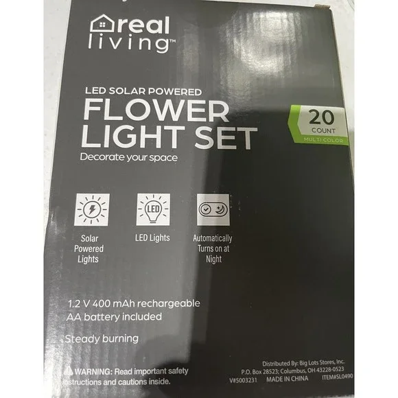 Led Solar Powered Flower Light Set 20 Lights Waterproof - Picture 4 of 4